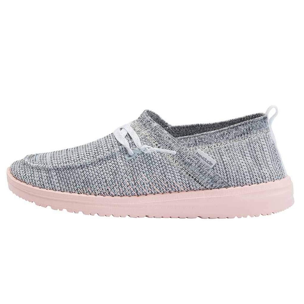 HEYDUDE WOMEN'S WENDY HALO WHITE PINK SIZE 5 WOMEN’S LACE UP LOAFERS |
